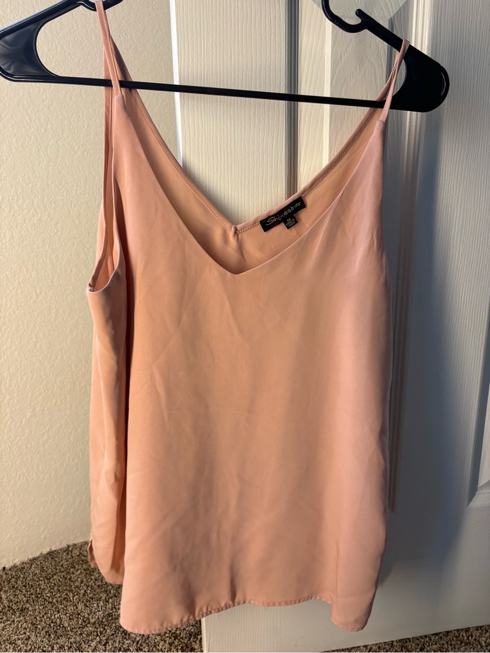 Shinestar Peach Pink V-Neck Satin Cami